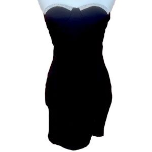 Forever 21 Black Rhinestone Dress M Strapless Y2K Style Short Mini Cute